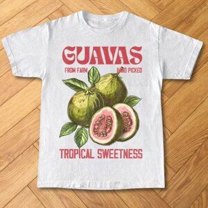 White Guava Fruit Graphic Tee Tropical Sweetness Botanical Shirt